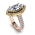 Two Tones Gorgeous Marquise Cut Diamond Pave Double Shank Engagement Ring With Hidden Stone - Miriam No. 76