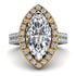 Two Tones Gorgeous Marquise Cut Diamond Pave Double Shank Engagement Ring With Hidden Stone - Miriam No. 77