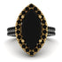 Two Tones Gorgeous Marquise Cut Black Diamond Pave Double Shank Engagement Ring With Hidden Stone - Miriam No. 80