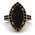 Two Tones Gorgeous Marquise Cut Black Diamond Pave Double Shank Engagement Ring With Hidden Stone - Miriam No. 79