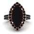Two Tones Gorgeous Marquise Cut Black Diamond Pave Double Shank Engagement Ring With Hidden Stone - Miriam No. 81
