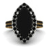 Two Tones Gorgeous Marquise Cut Black Diamond Pave Double Shank Engagement Ring With Hidden Stone - Miriam No. 80