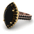 Two Tones Gorgeous Marquise Cut Black Diamond Pave Double Shank Engagement Ring With Hidden Stone - Miriam No. 79