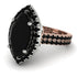 Two Tones Gorgeous Marquise Cut Black Diamond Pave Double Shank Engagement Ring With Hidden Stone - Miriam No. 81