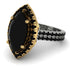 Two Tones Gorgeous Marquise Cut Black Diamond Pave Double Shank Engagement Ring With Hidden Stone - Miriam No. 80
