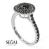 Double Halo Black Diamond Ring - Zoey No. 33