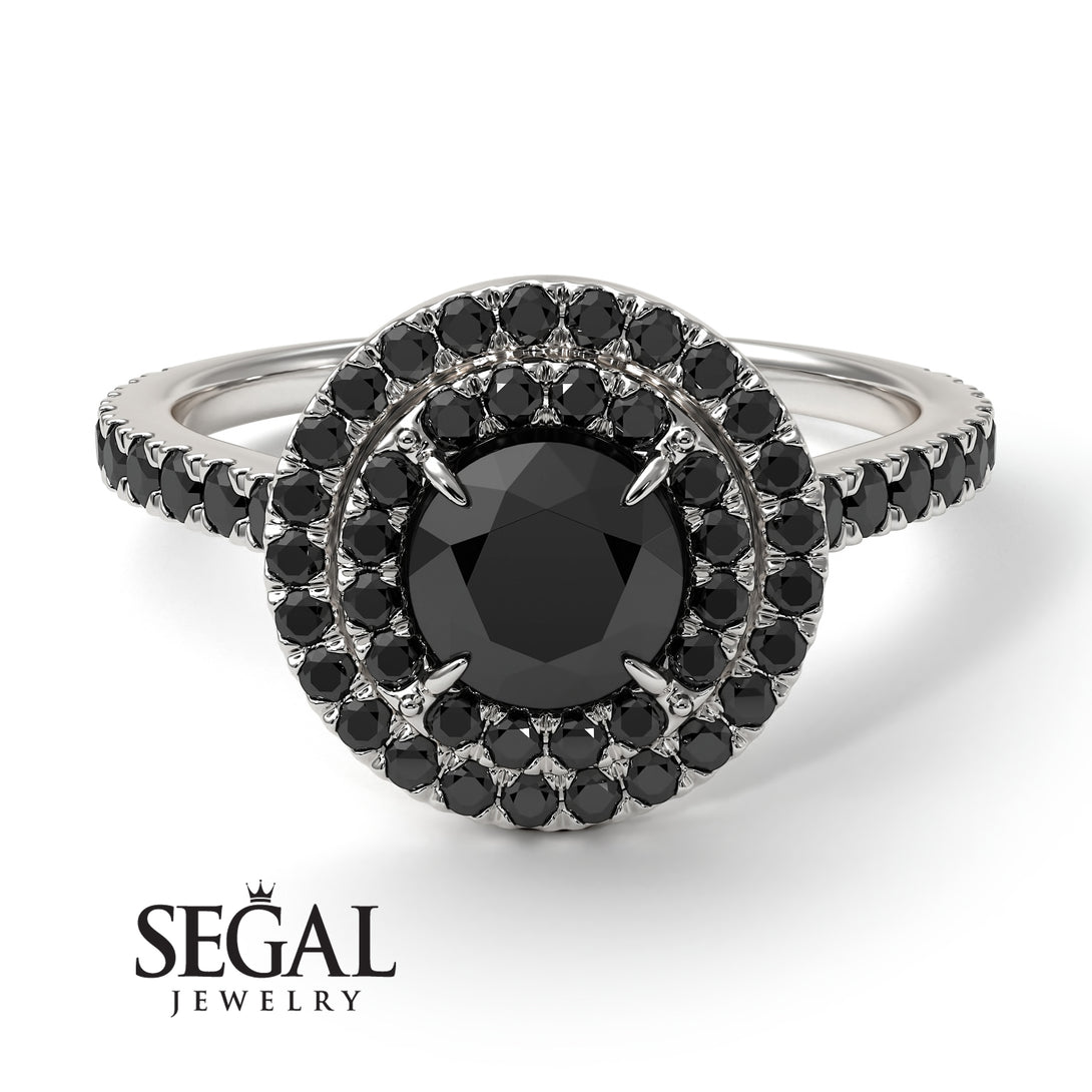 Double Halo Black Diamond Ring - Zoey No. 33