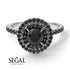 Double Halo Black Diamond Ring - Zoey No. 33