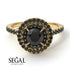 Double Halo Black Diamond Ring - Zoey No. 31