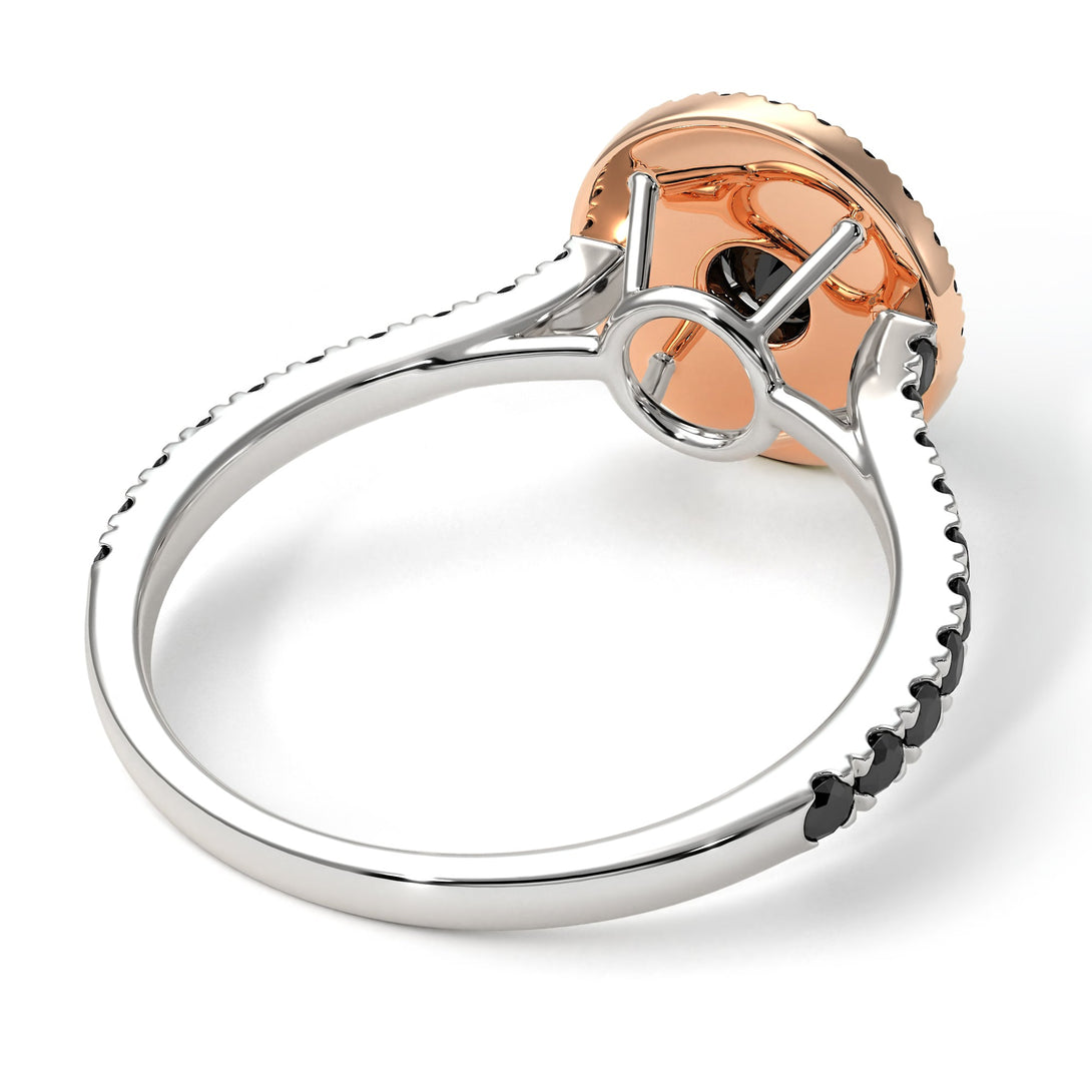Two Tones Double Halo Black Diamond Ring - Zoey No. 81