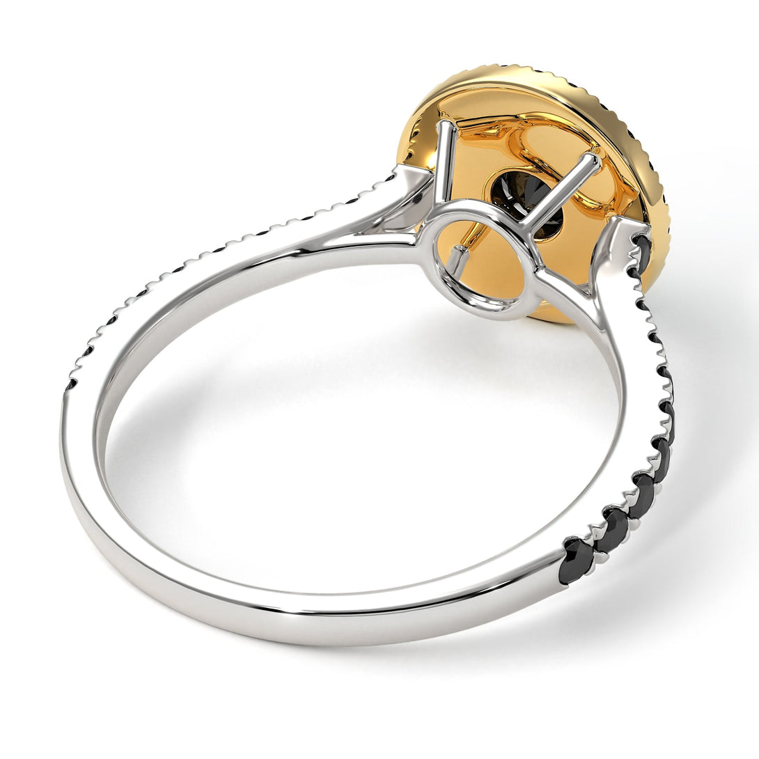 Two Tones Double Halo Black Diamond Ring - Zoey No. 80