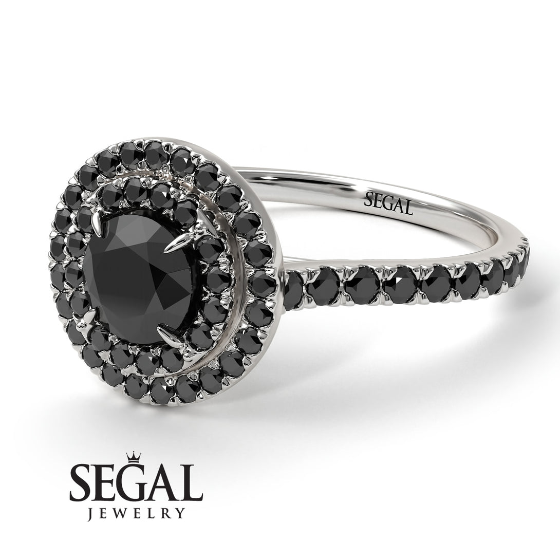 Double Halo Black Diamond Ring - Zoey No. 33