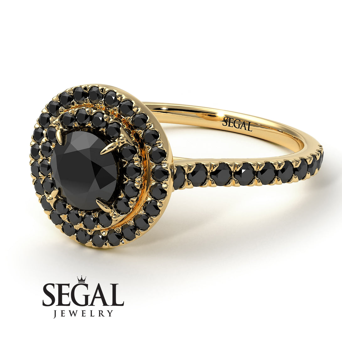 Double Halo Black Diamond Ring - Zoey No. 31