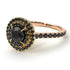 Two Tones Double Halo Black Diamond Ring - Zoey No. 79