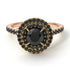 Two Tones Double Halo Black Diamond Ring - Zoey No. 79