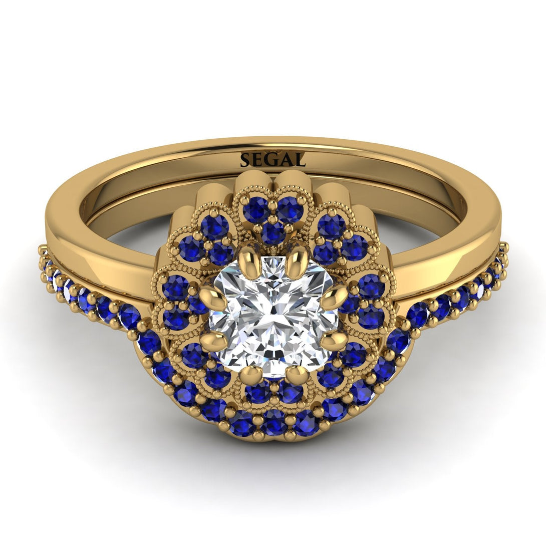 Double Halo Diamond Cushion Bridal Set - Sharon No. 61