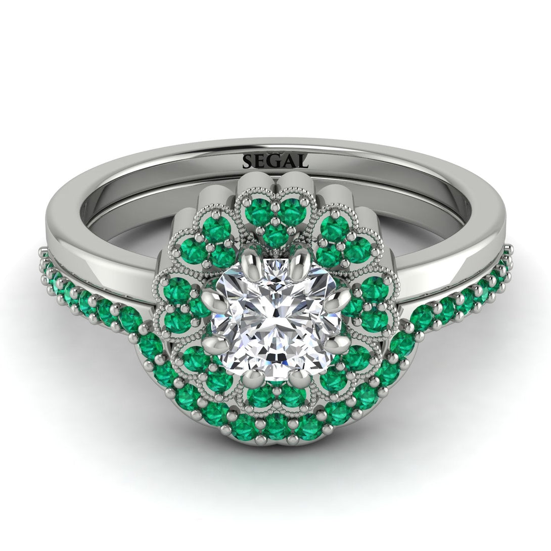 Double Halo Diamond Cushion Bridal Set - Sharon No. 18