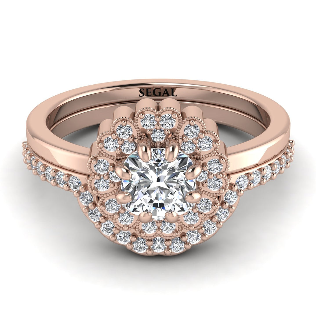 Double Halo Diamond Cushion Bridal Set - Sharon No. 2
