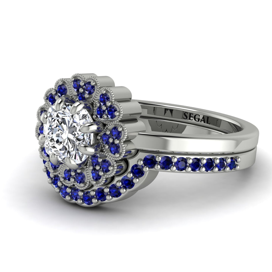 Double Halo Diamond Cushion Bridal Set - Sharon No. 63