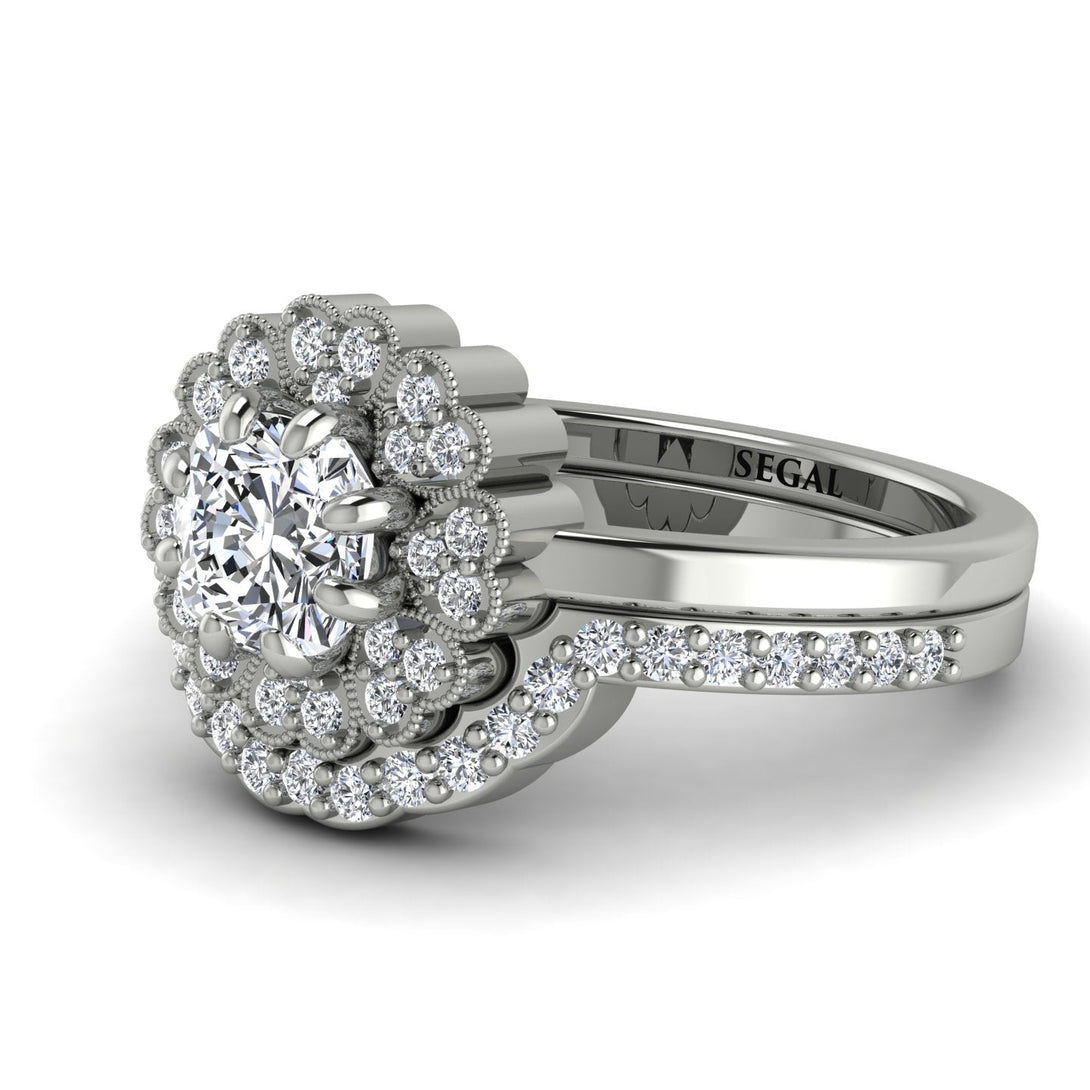 Double Halo Diamond Cushion Bridal Set - Sharon No. 3