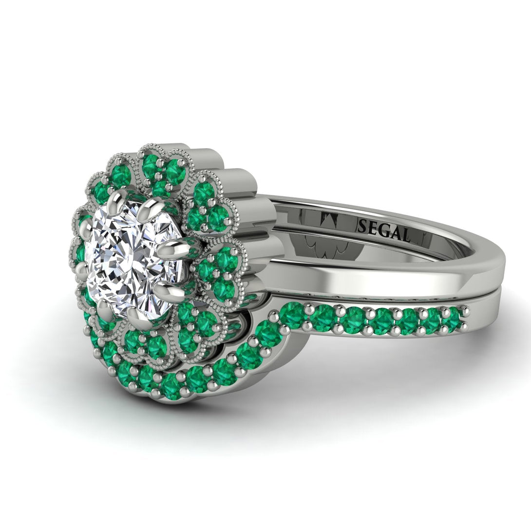 Double Halo Diamond Cushion Bridal Set - Sharon No. 18