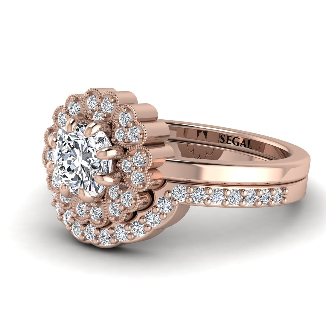 Double Halo Diamond Cushion Bridal Set - Sharon No. 2