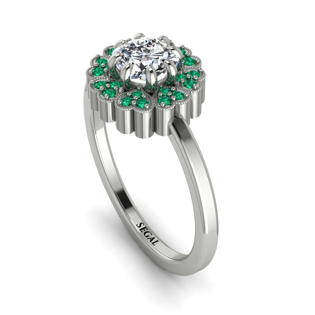 Double Halo Diamond Cushion Engagement Ring - Sharon No. 18