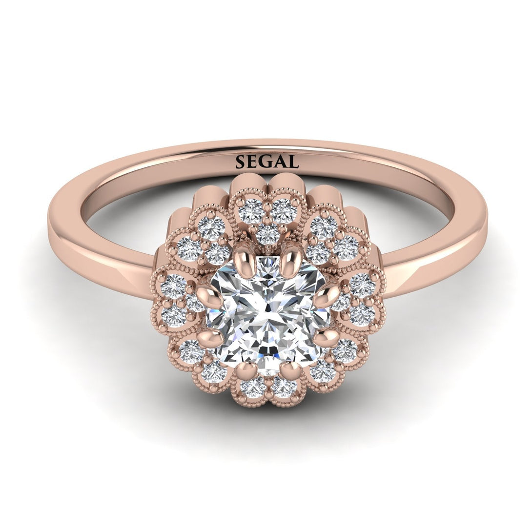 Double Halo Diamond Cushion Engagement Ring - Sharon No. 2