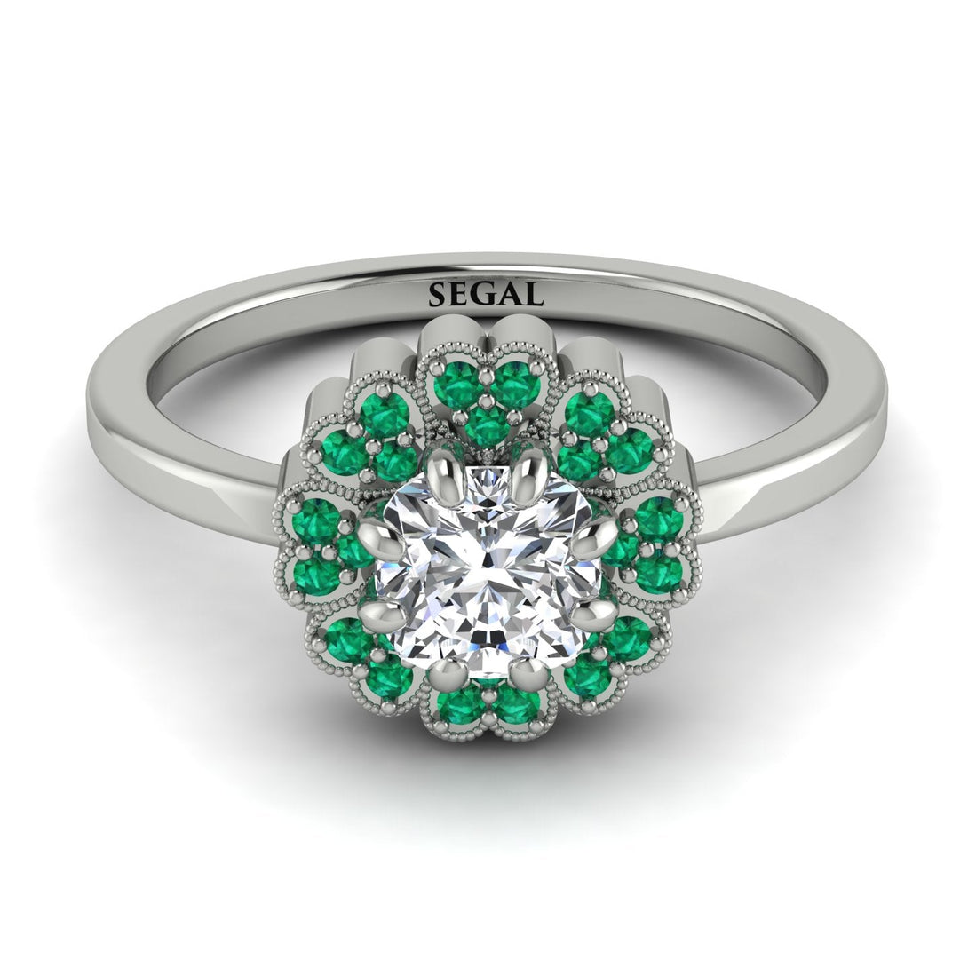 Double Halo Diamond Cushion Engagement Ring - Sharon No. 18
