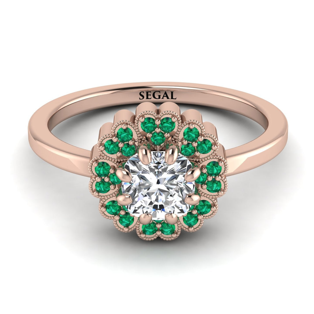 Double Halo Diamond Cushion Engagement Ring - Sharon No. 17