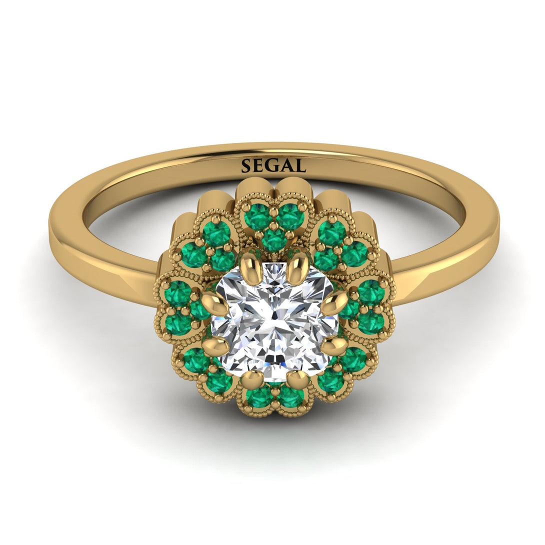 Double Halo Diamond Cushion Engagement Ring - Sharon No. 16