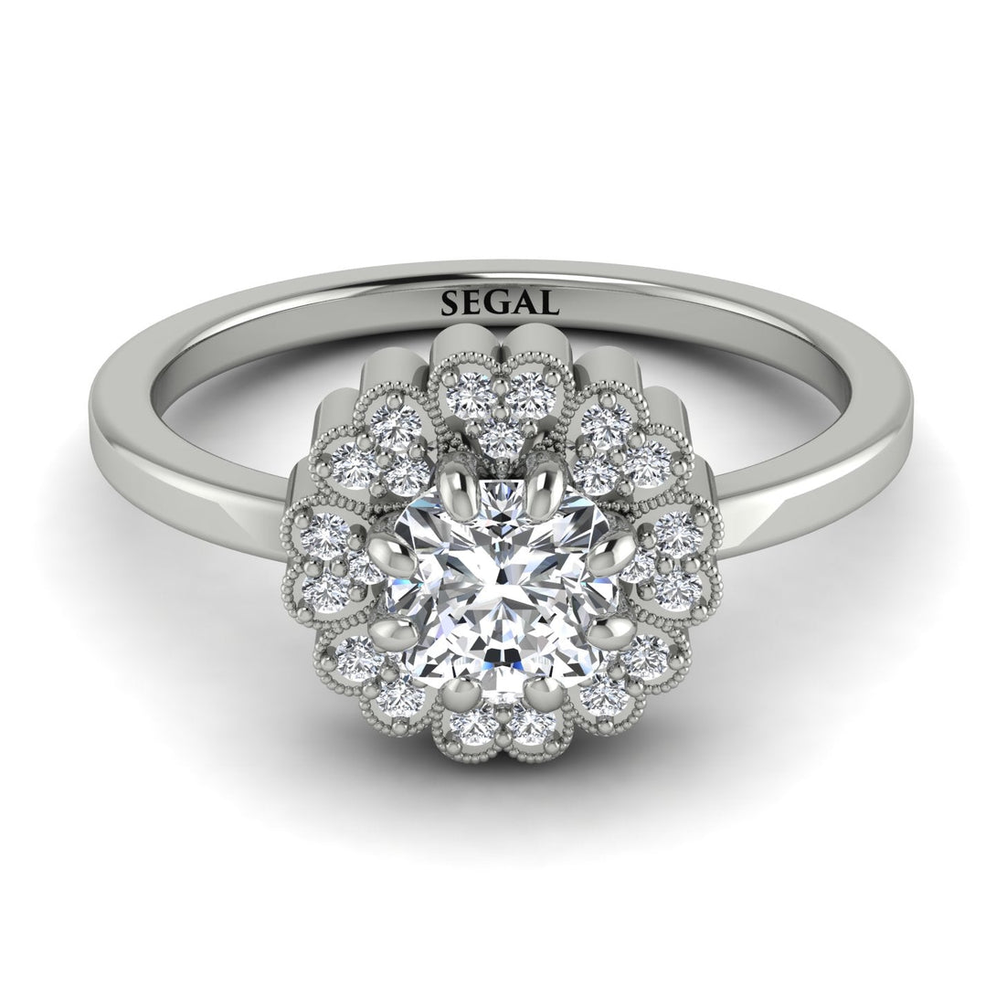 Double Halo Diamond Cushion Engagement Ring - Sharon No. 3