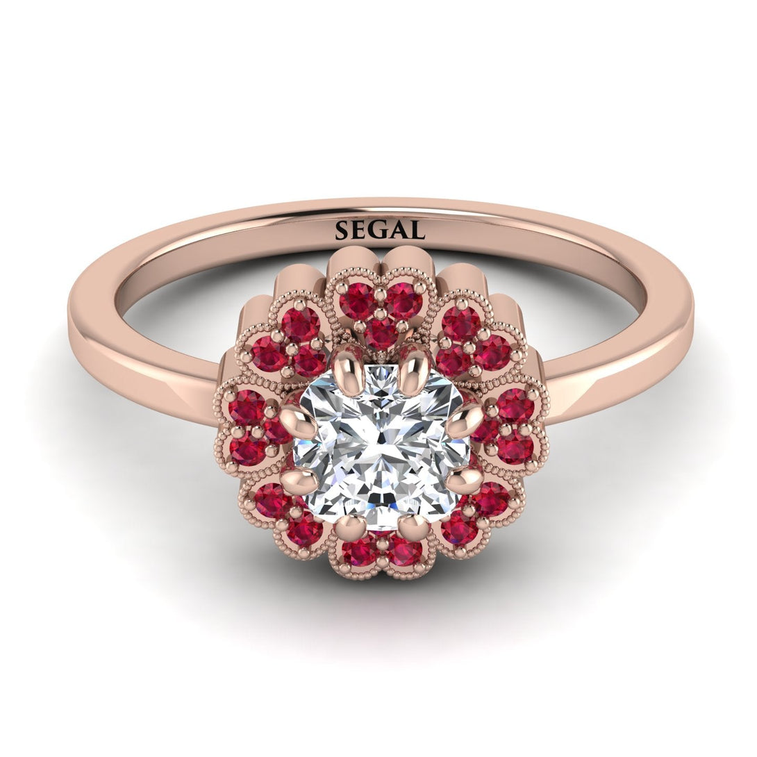 Double Halo Diamond Cushion Engagement Ring - Sharon No. 47