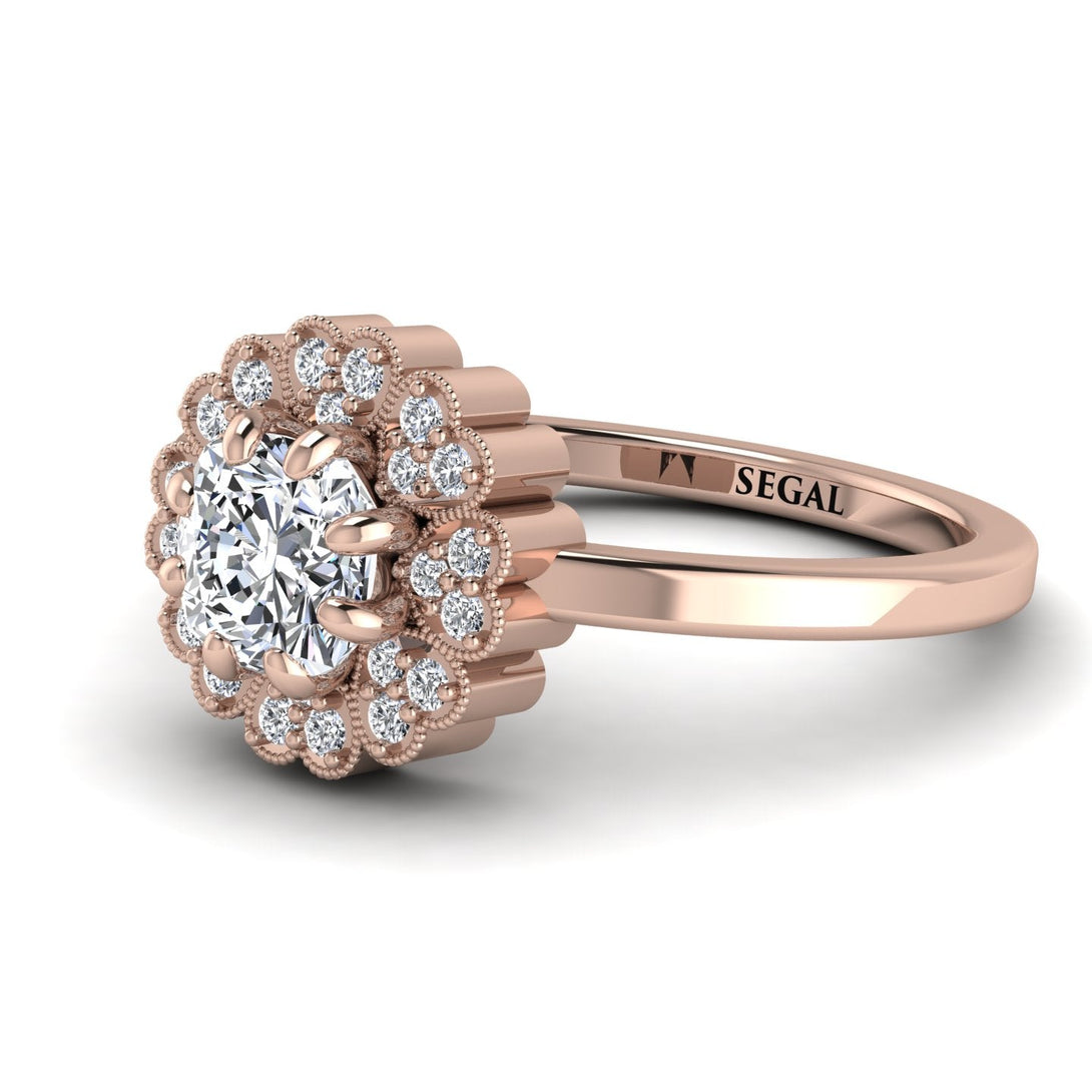 Double Halo Diamond Cushion Engagement Ring - Sharon No. 2