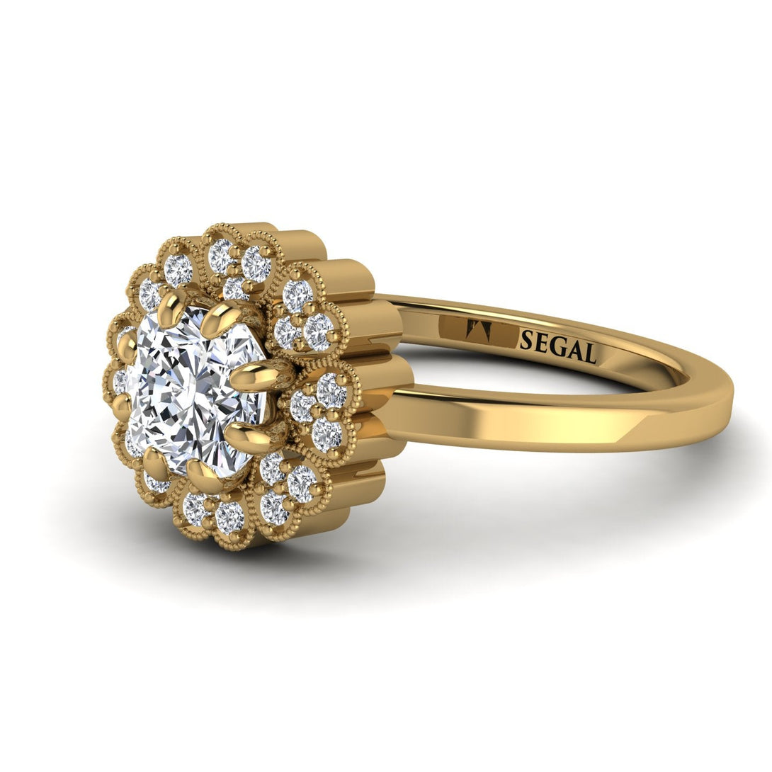 Double Halo Diamond Cushion Engagement Ring - Sharon No. 1