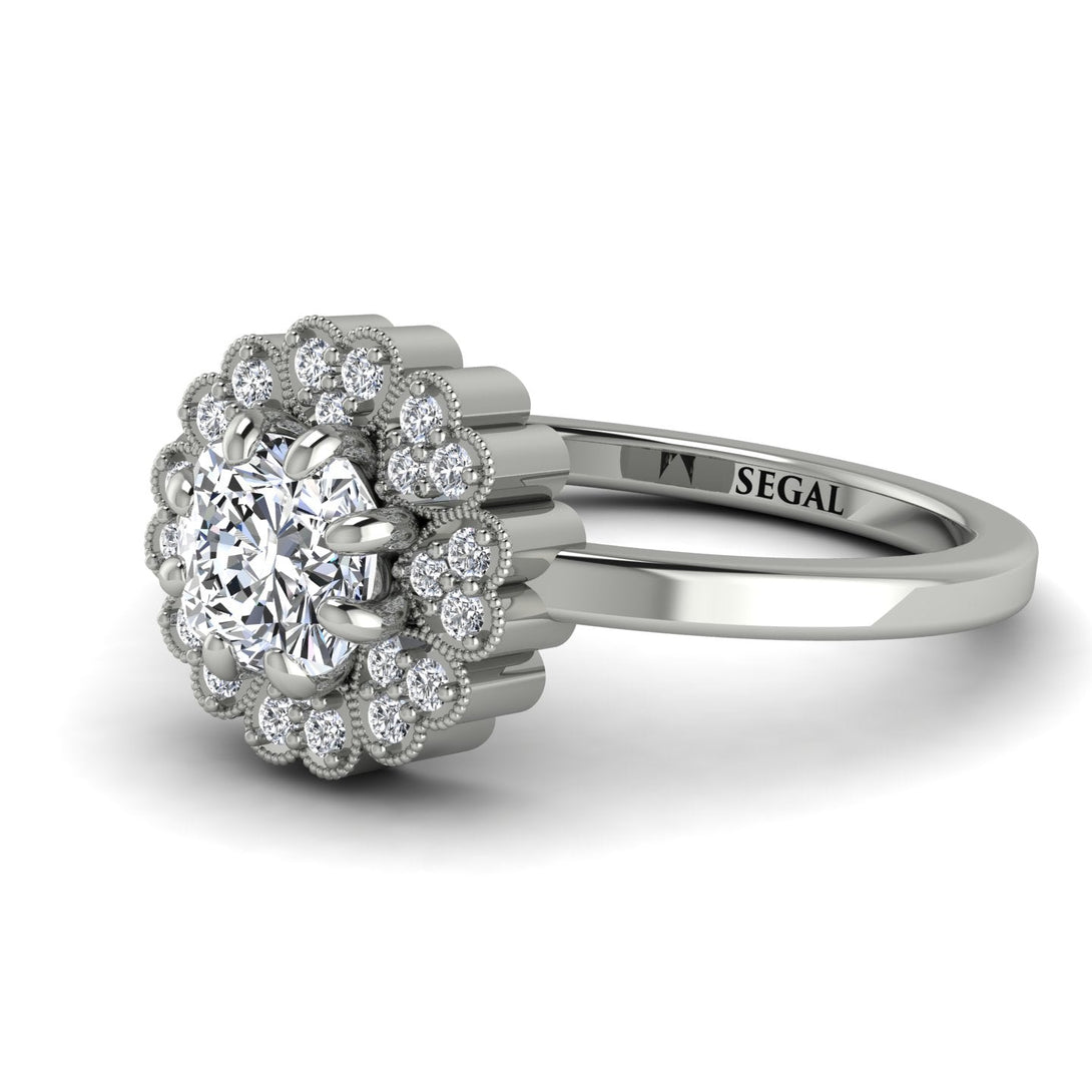 Double Halo Diamond Cushion Engagement Ring - Sharon No. 3