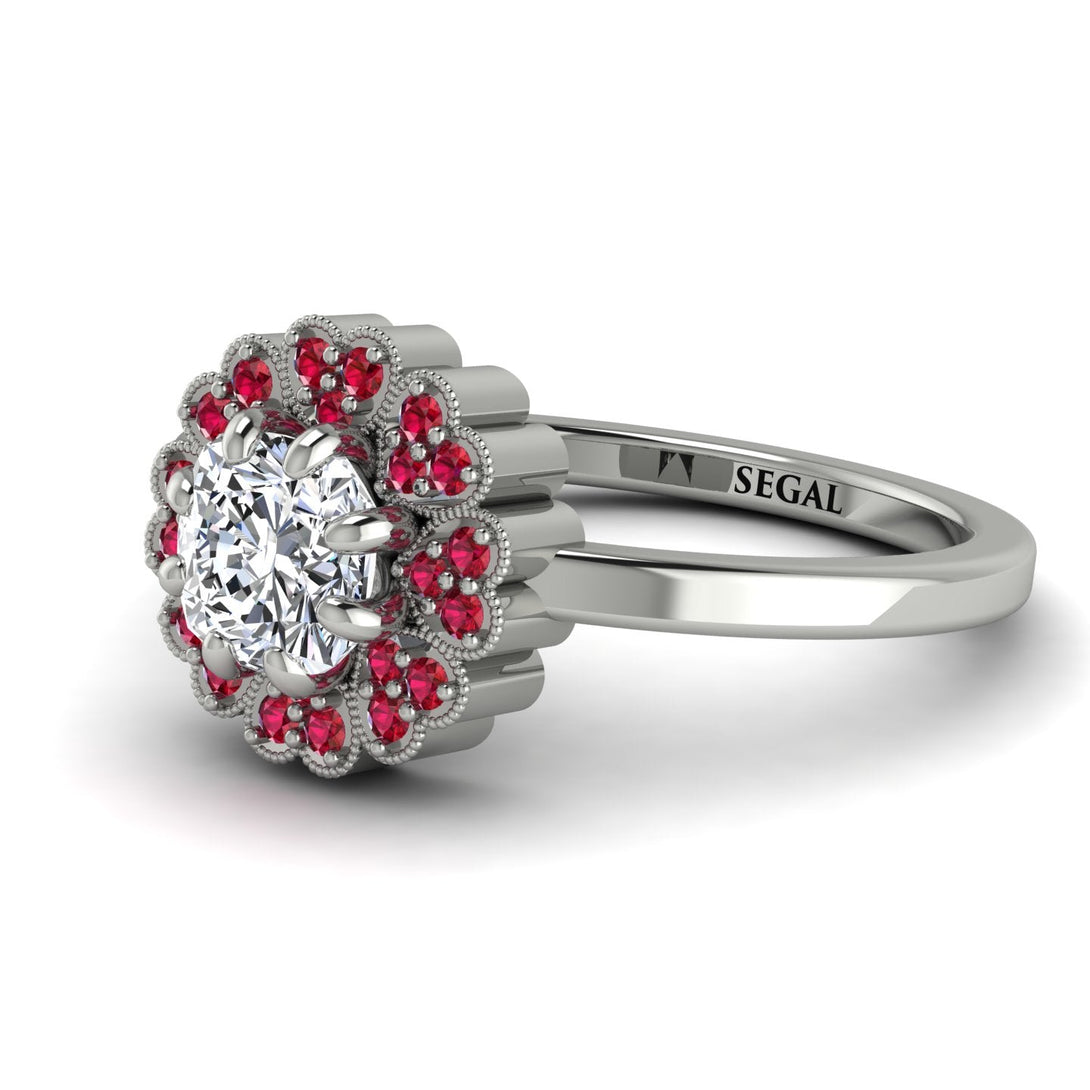 Double Halo Diamond Cushion Engagement Ring - Sharon No. 48