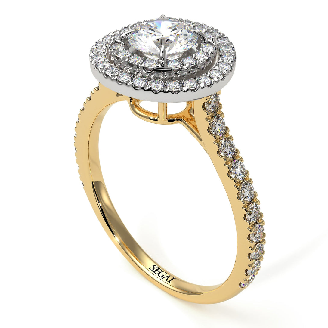 Two Tones Double Halo Diamond Ring - Zoey No. 77