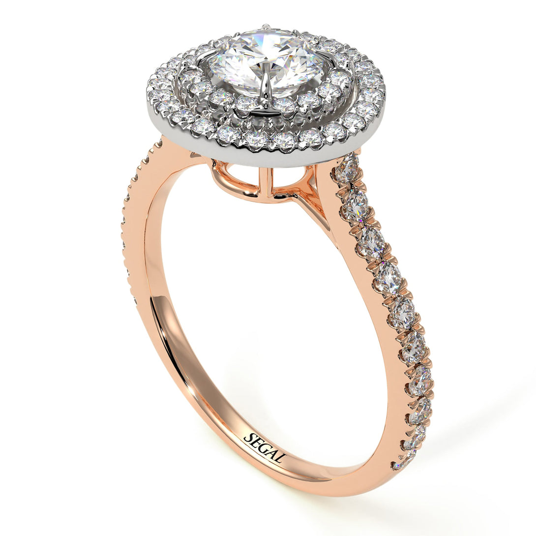 Two Tones Double Halo Diamond Ring - Zoey No. 78