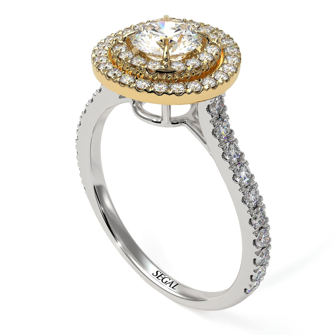 Two Tones Double Halo Diamond Ring - Zoey No. 77
