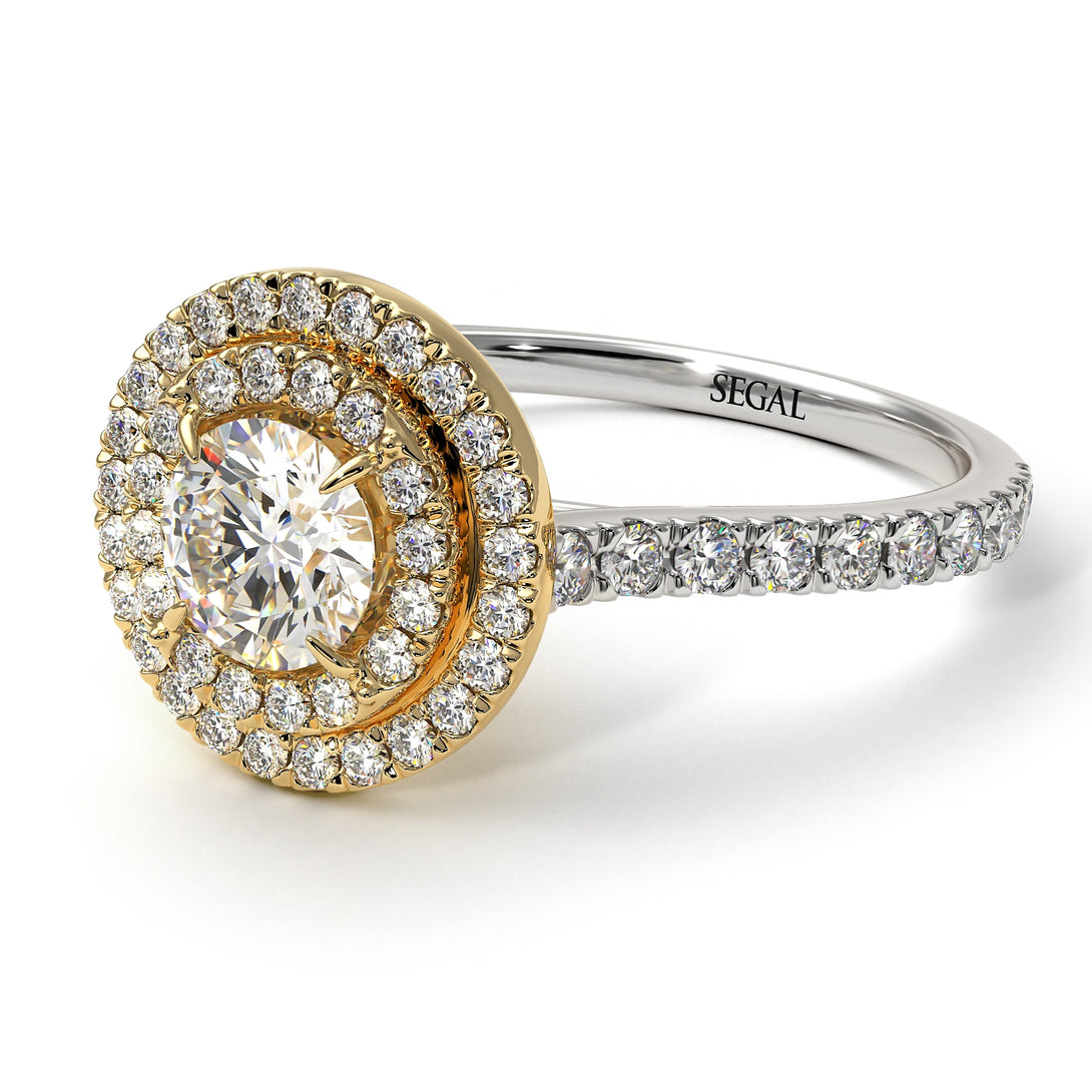 Two Tones Double Halo Diamond Ring - Zoey No. 77