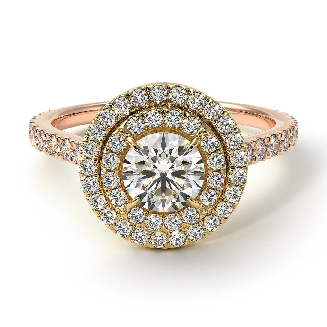 Two Tones Double Halo Diamond Ring - Zoey No. 76