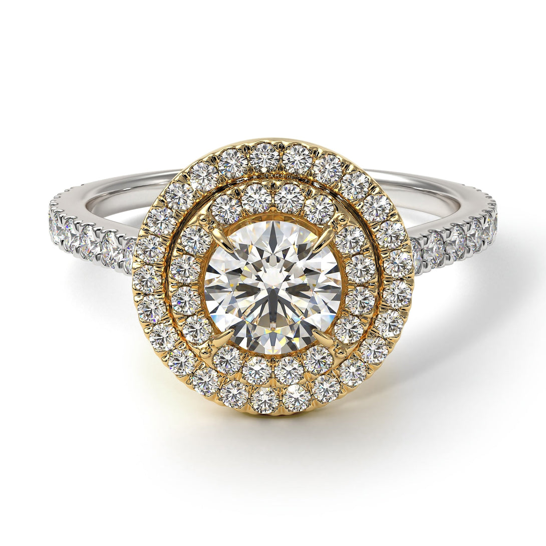 Two Tones Double Halo Diamond Ring - Zoey No. 77