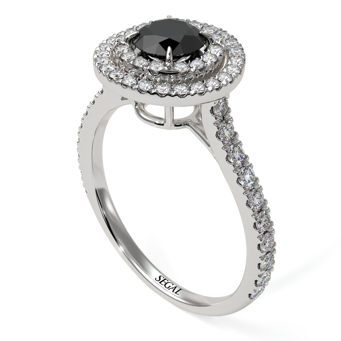 Double Halo Black Diamond Ring - Zoey No. 3