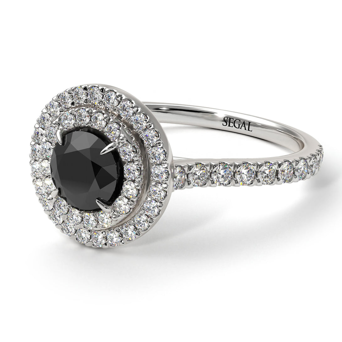 Double Halo Black Diamond Ring - Zoey No. 3
