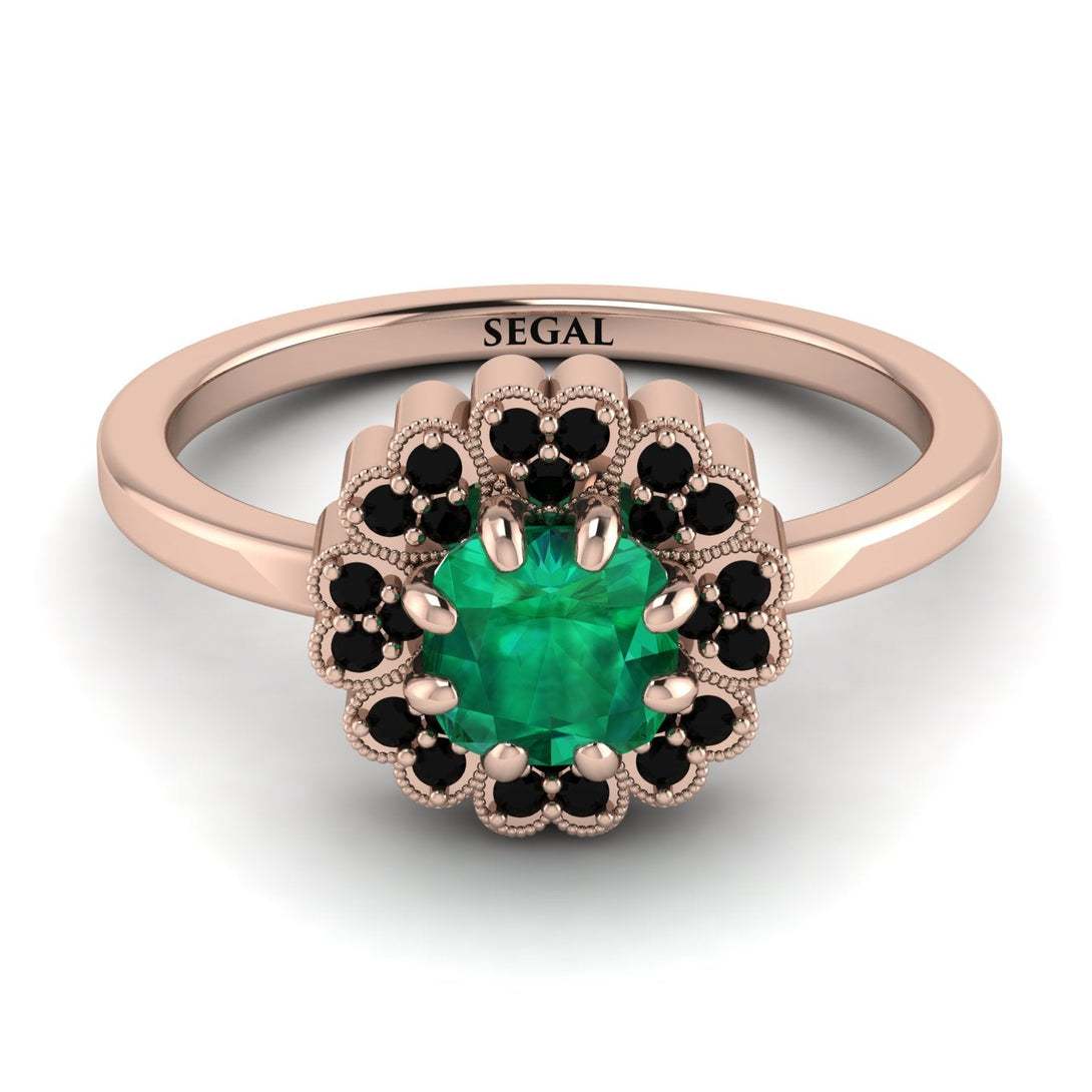 Double Halo Emerald Cushion Engagement Ring - Sharon No. 35