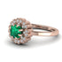 Double Halo Emerald Cushion Engagement Ring - Sharon No. 5