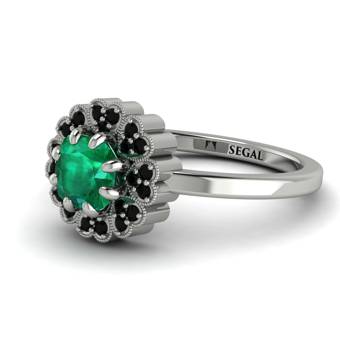 Double Halo Emerald Cushion Engagement Ring - Sharon No. 36
