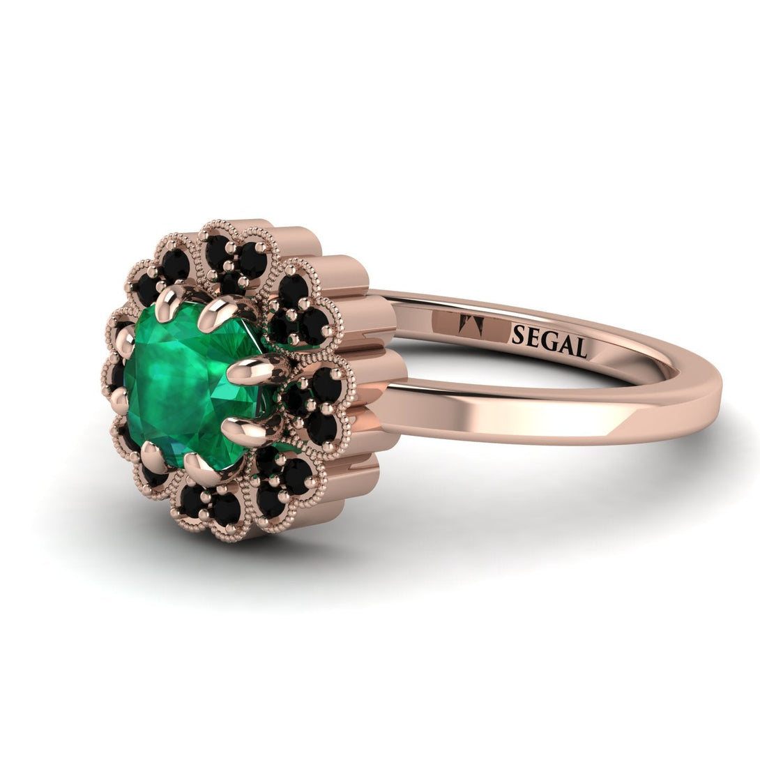 Double Halo Emerald Cushion Engagement Ring - Sharon No. 35