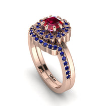 Double Halo Ruby Cushion Bridal Set - Sharon No. 71 image 1